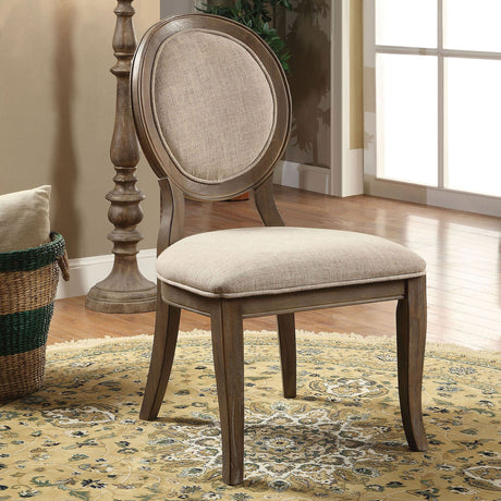 Kathryn Rustic Oak/Beige Side Chair from Furniture of America - Luna Furniture