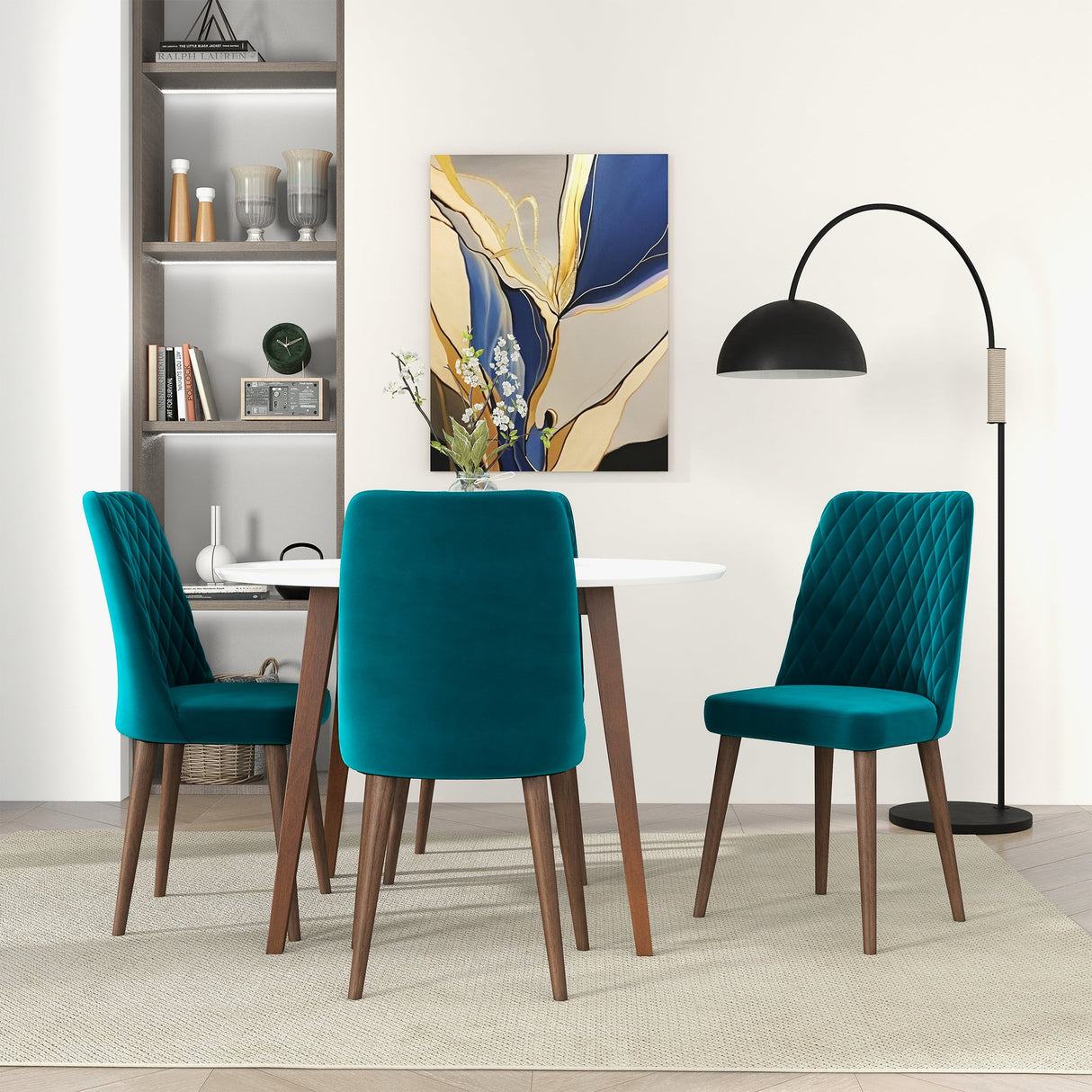 Katie Mid-Century Modern Velvet Dining Chair (Set of 2) Teal from Ashcroft Furniture - Luna Furniture