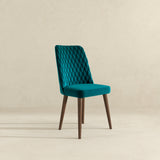 Katie Mid-Century Modern Velvet Dining Chair (Set of 2) Teal from Ashcroft Furniture - Luna Furniture