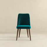 Katie Mid-Century Modern Velvet Dining Chair (Set of 2) Teal from Ashcroft Furniture - Luna Furniture