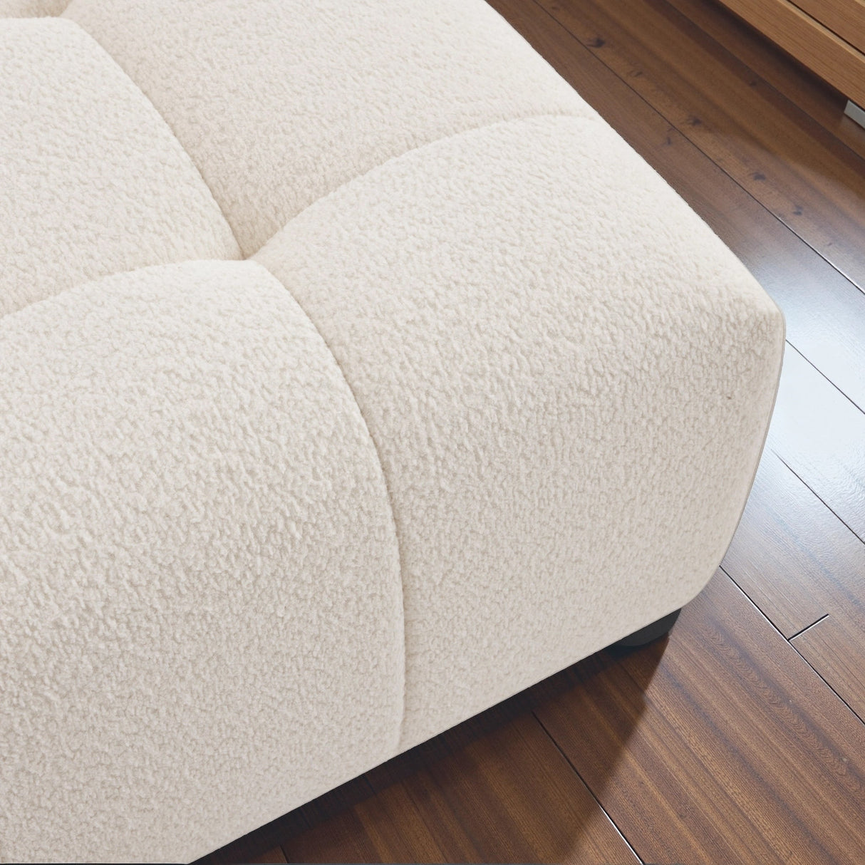 Kaynes Ivory Chic Tufted Boucle Ottoman from Midinmod - Luna Furniture