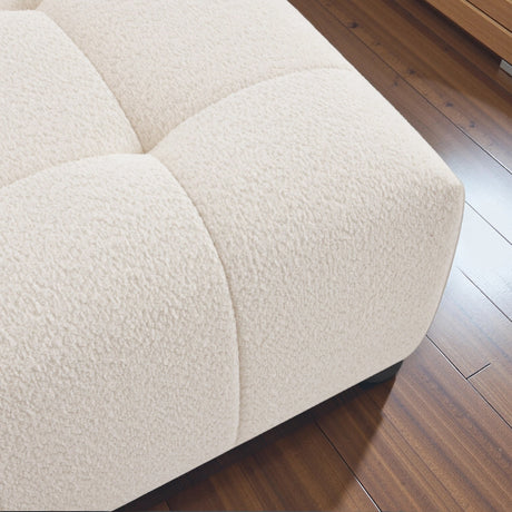Kaynes Ivory Chic Tufted Boucle Ottoman from Midinmod - Luna Furniture