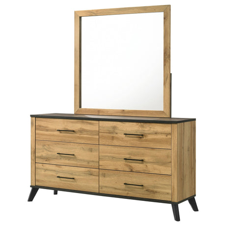 Kaywood Natural Pine 6-Drawer Dresser and Mirror from Coaster - Luna Furniture