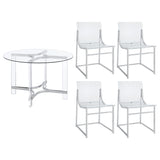 Keeling Chrome 5-Piece Round Glass Top Acrylic Dining Set from Coaster - Luna Furniture