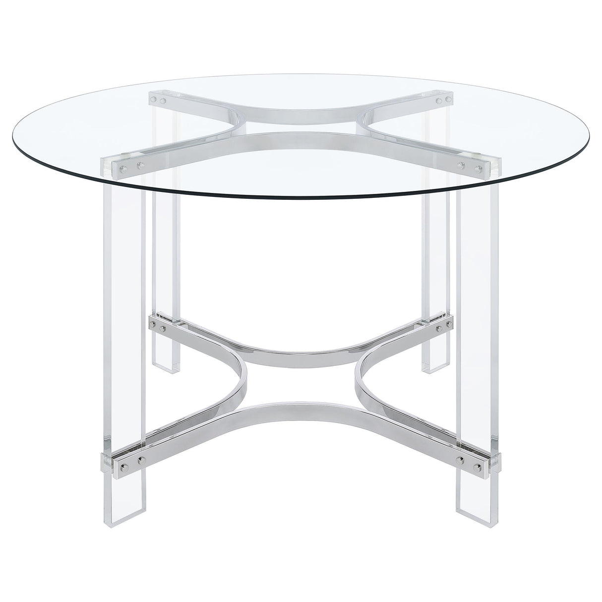 Keeling Chrome 5-Piece Round Glass Top Acrylic Dining Set from Coaster - Luna Furniture
