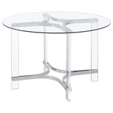 Keeling Chrome 5-Piece Round Glass Top Acrylic Dining Set from Coaster - Luna Furniture