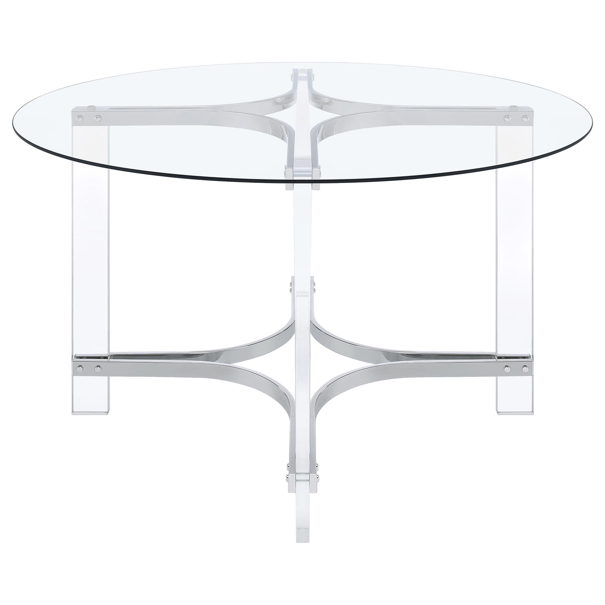 Keeling Chrome 5-Piece Round Glass Top Acrylic Dining Set from Coaster - Luna Furniture
