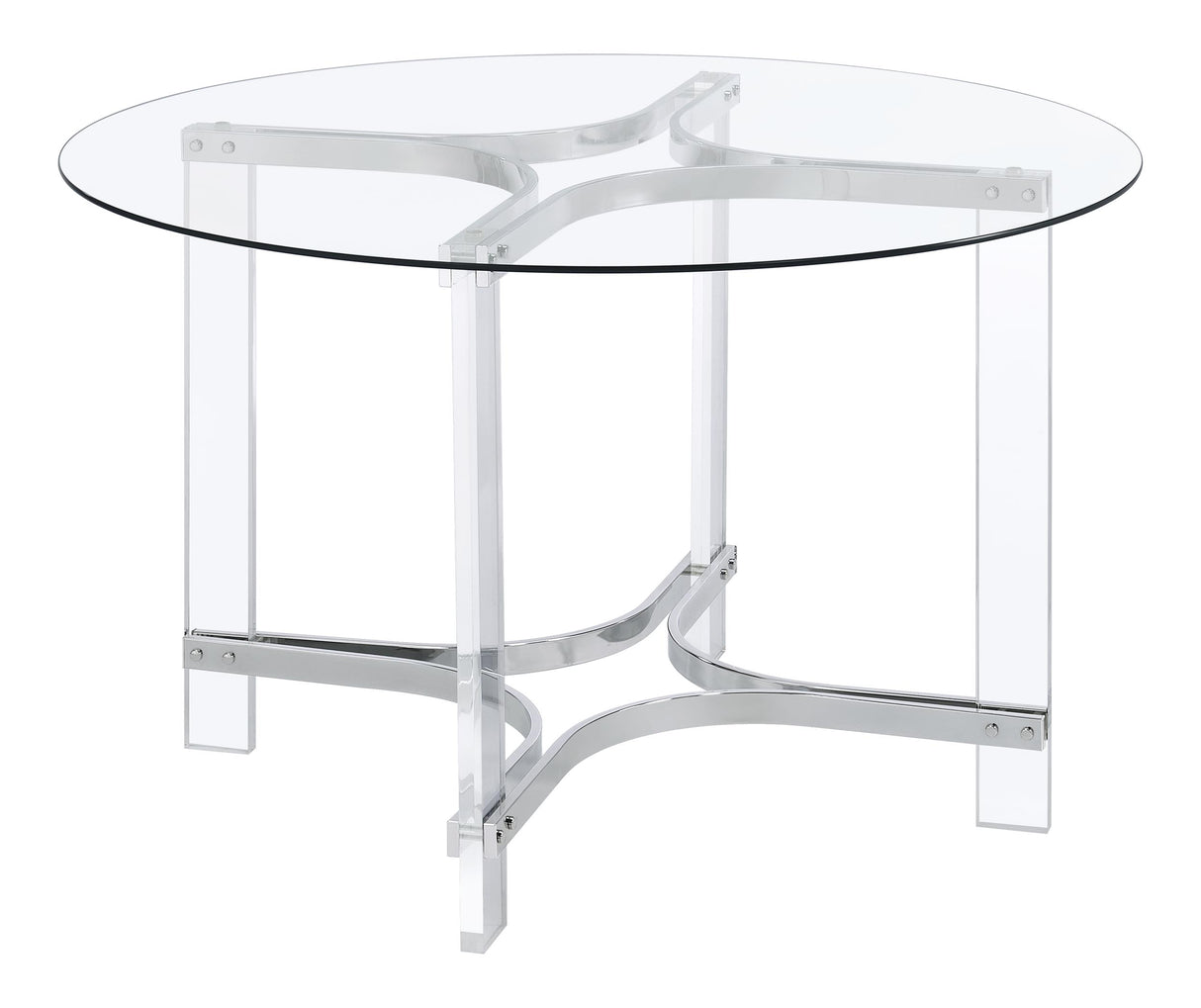 Keeling Chrome 5-Piece Round Glass Top Acrylic Dining Set from Coaster - Luna Furniture