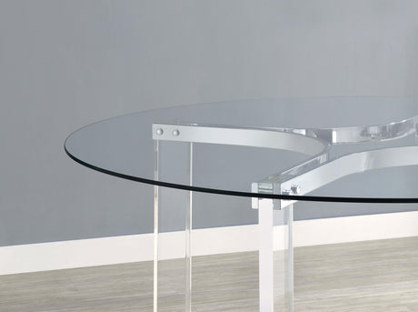 Keeling Chrome 5-Piece Round Glass Top Acrylic Dining Set from Coaster - Luna Furniture