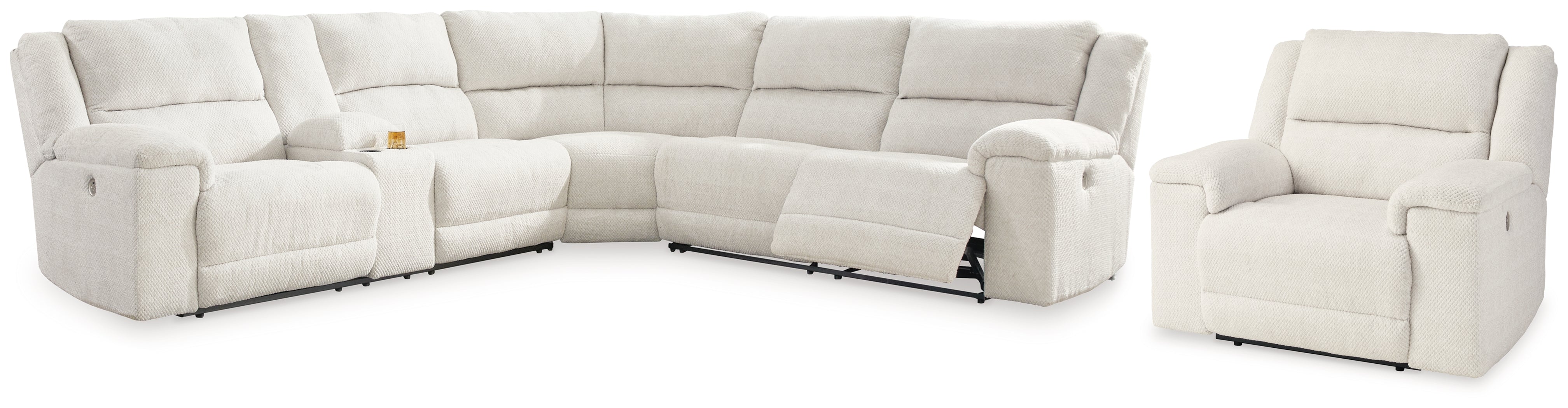 Ashley Keensburg 3-Piece Sectional with Recliner in Linen – Luna