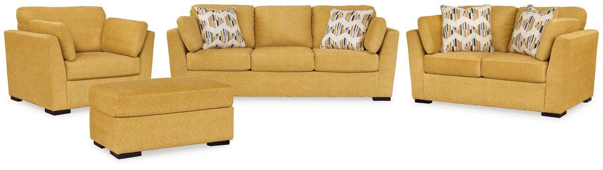 Keerwick Sofa, Loveseat, Chair and Ottoman in Sunflower from Ashley - Luna Furniture