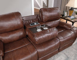 Keily Brown Reclining Sofa with Drop-Down Table from Steve Silver - Luna Furniture