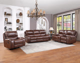 Keily Brown Reclining Sofa with Drop-Down Table from Steve Silver - Luna Furniture