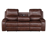 Keily Brown Reclining Sofa with Drop-Down Table from Steve Silver - Luna Furniture