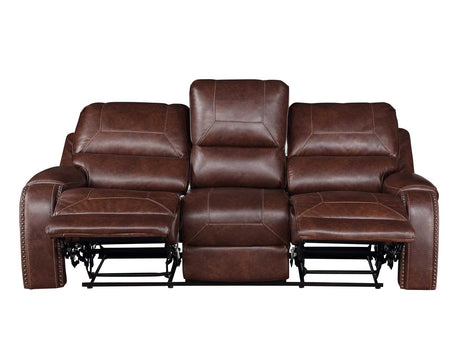 Keily Brown Reclining Sofa with Drop-Down Table from Steve Silver - Luna Furniture