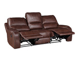 Keily Brown Reclining Sofa with Drop-Down Table from Steve Silver - Luna Furniture