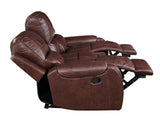 Keily Brown Reclining Sofa with Drop-Down Table from Steve Silver - Luna Furniture