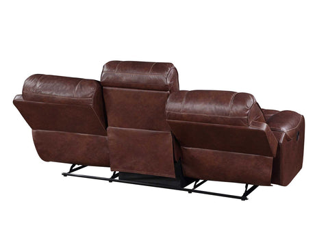 Keily Brown Reclining Sofa with Drop-Down Table from Steve Silver - Luna Furniture