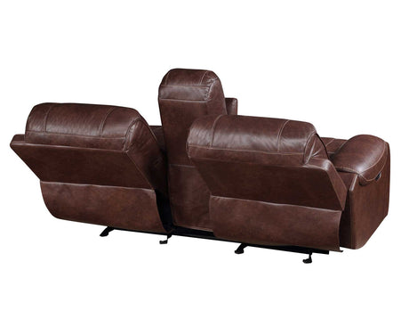 Keily Brown Reclining Sofa with Drop-Down Table from Steve Silver - Luna Furniture