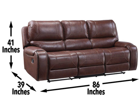 Keily Brown Reclining Sofa with Drop-Down Table from Steve Silver - Luna Furniture