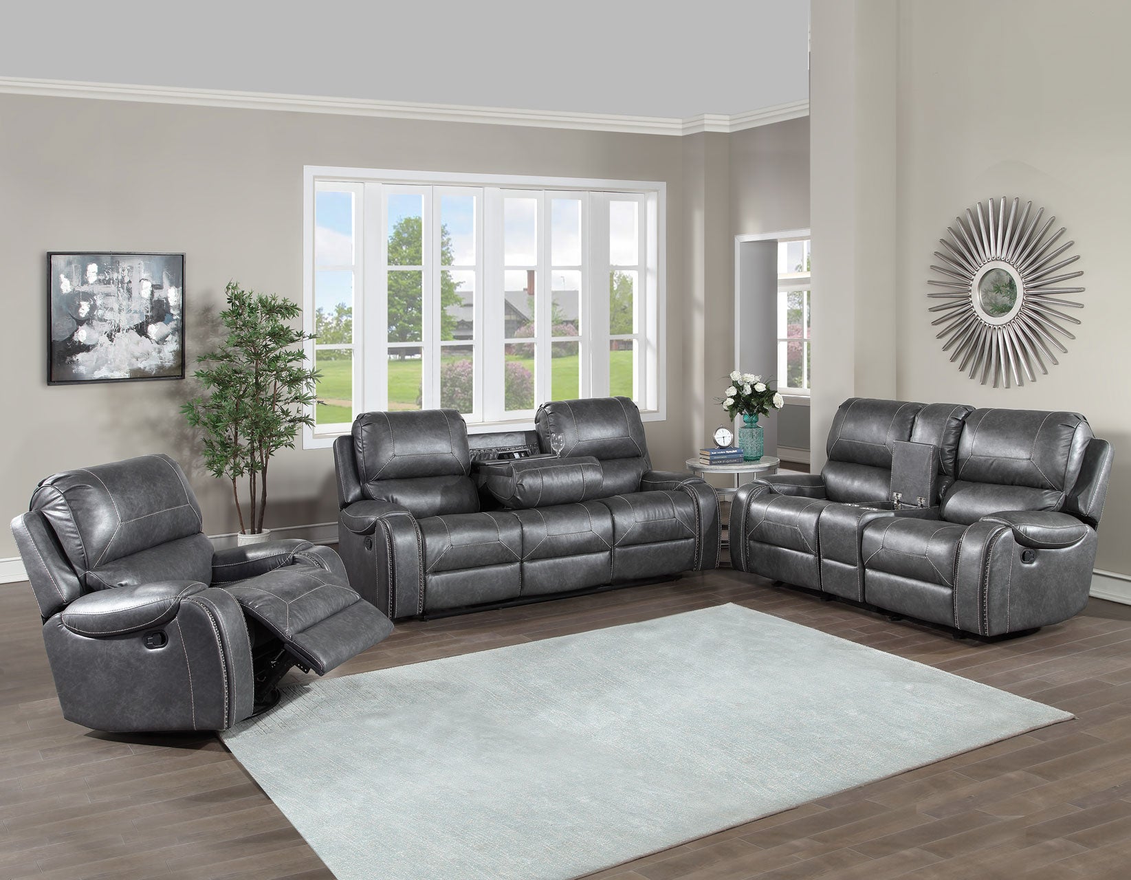 Keily Gray 3-Piece Reclining Living Room Set – Luna Furniture