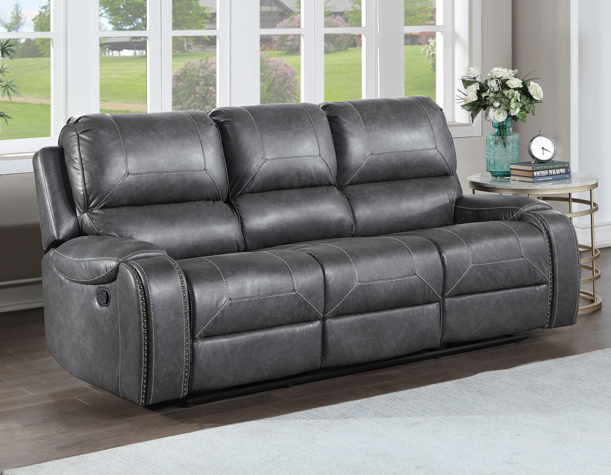 Keily Gray Reclining Sofa with Drop-Down Table from Steve Silver - Luna Furniture