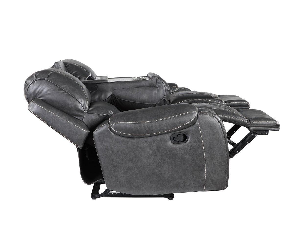 Keily Gray Reclining Sofa with Drop-Down Table from Steve Silver - Luna Furniture