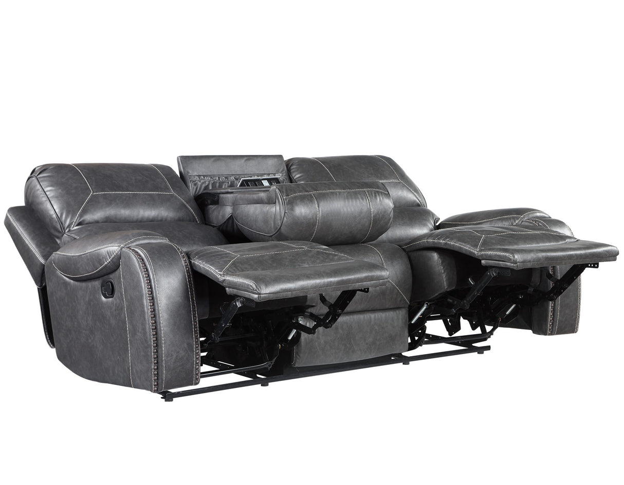 Keily Gray Reclining Sofa with Drop-Down Table from Steve Silver - Luna Furniture