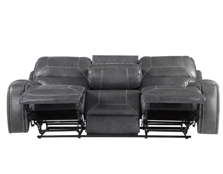Keily Gray Reclining Sofa with Drop-Down Table from Steve Silver - Luna Furniture