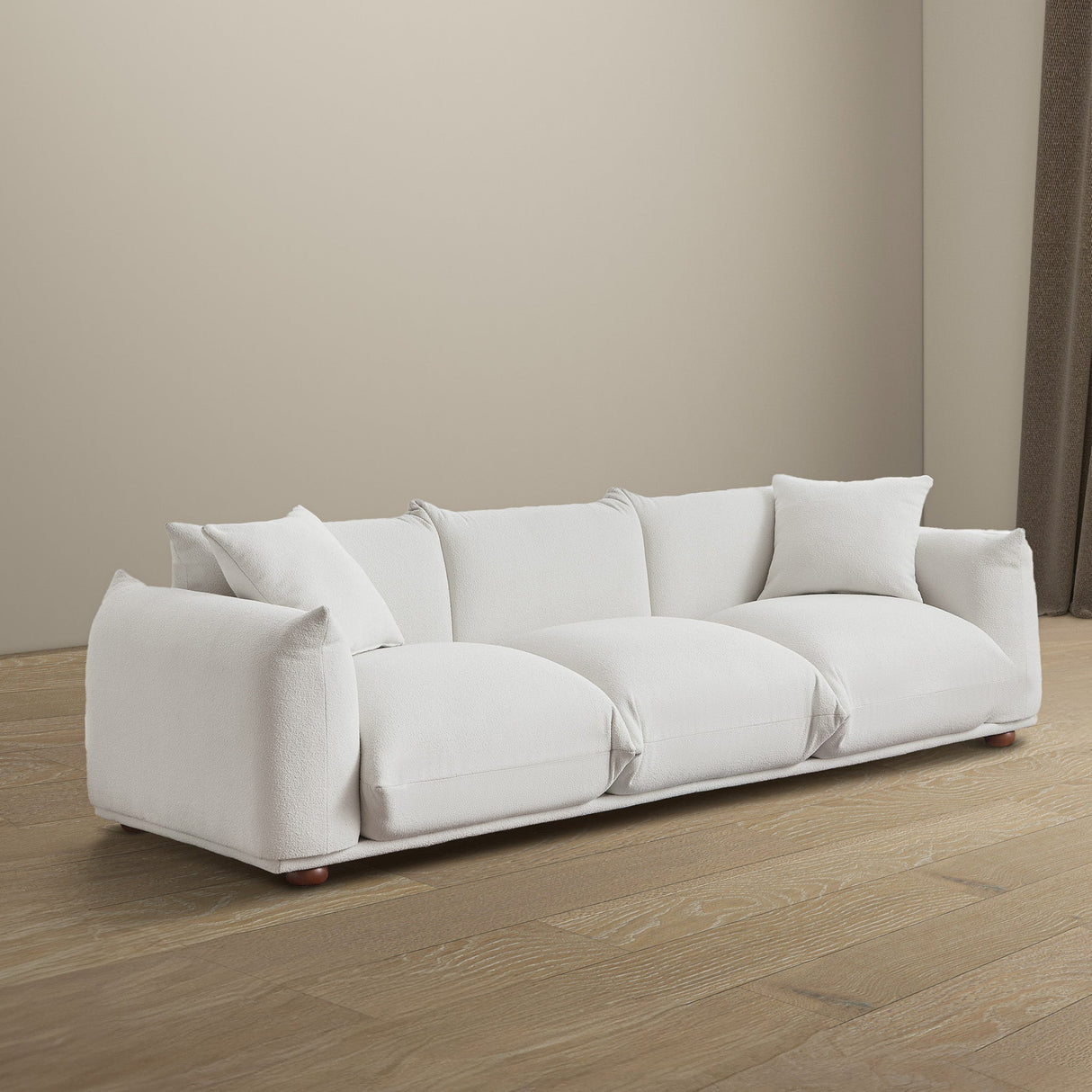 Kely Mid-Century Modern 100'' Boucle Upholstered Sofa Cream from Ashcroft Furniture - Luna Furniture