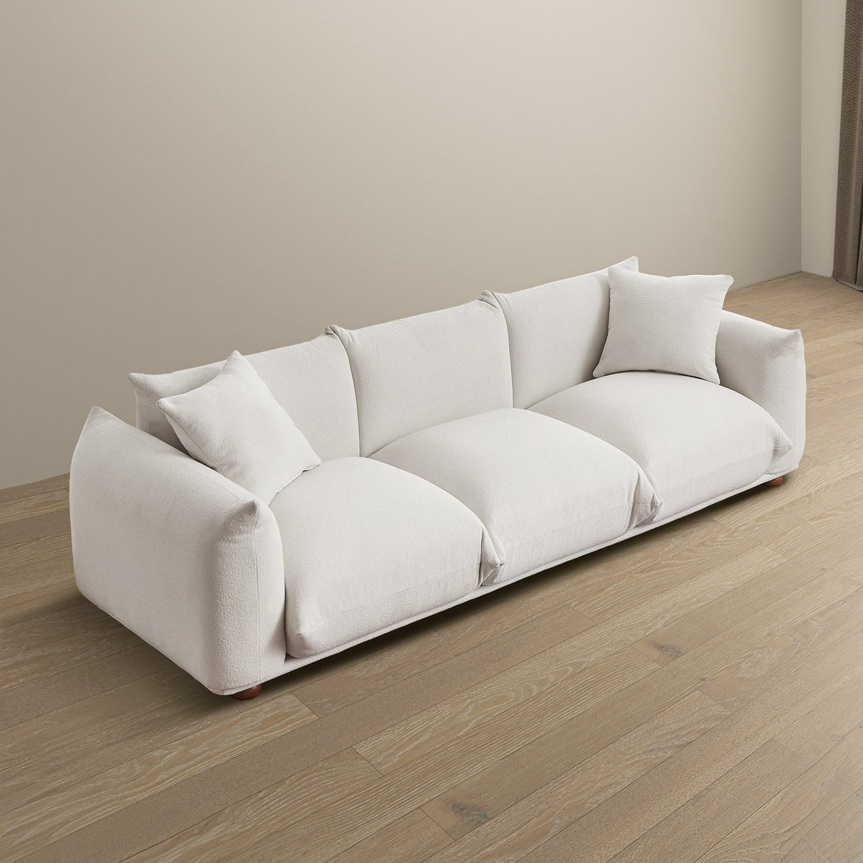 Kely Mid-Century Modern 100'' Boucle Upholstered Sofa Cream from Ashcroft Furniture - Luna Furniture