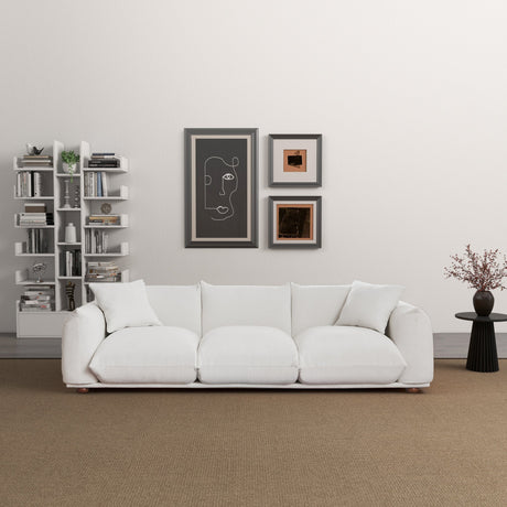 Kely Mid-Century Modern 100'' Boucle Upholstered Sofa Cream from Ashcroft Furniture - Luna Furniture