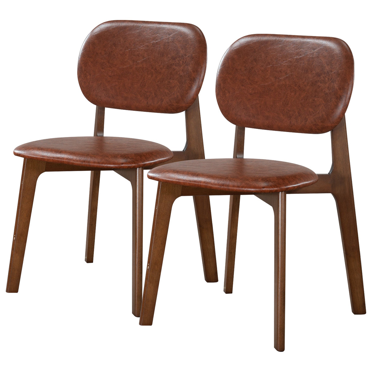 Kelsey Mid-Century Modern Brown Leather Dining Chair (Set of 2) from Ashcroft Furniture - Luna Furniture