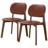 Kelsey Mid-Century Modern Brown Leather Dining Chair (Set of 2) from Ashcroft Furniture - Luna Furniture