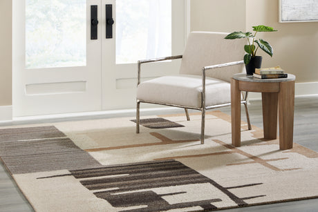 Kencher Beige/Brown Large Rug from Ashley - Luna Furniture