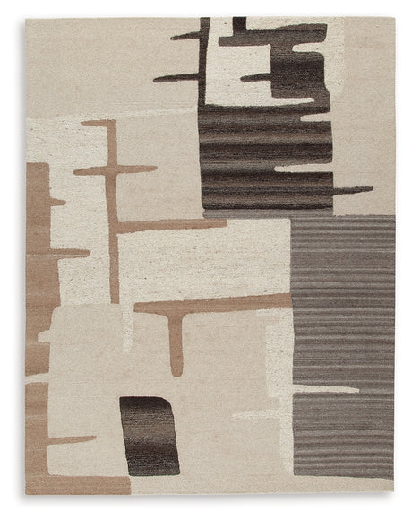Kencher Beige/Brown Large Rug from Ashley - Luna Furniture