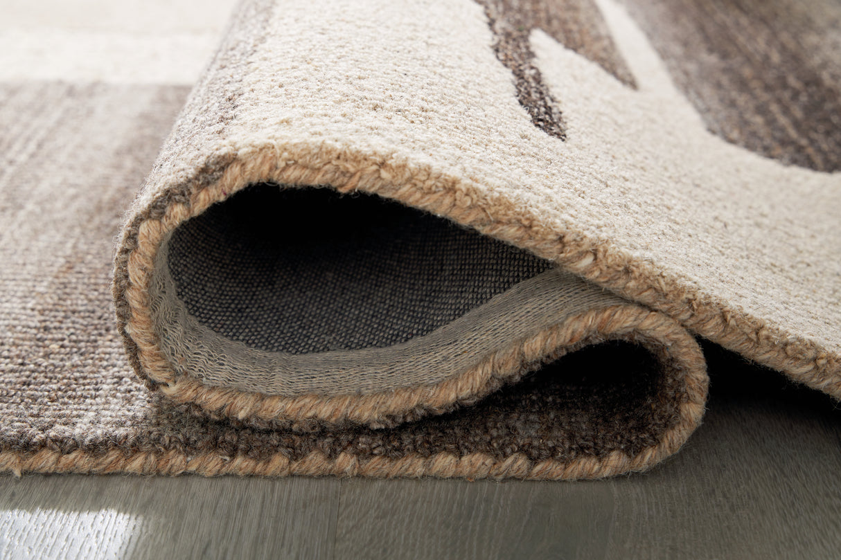 Kencher Beige/Brown Large Rug from Ashley Furniture - Luna Furniture