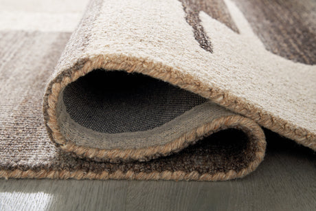 Kencher Beige/Brown Large Rug from Ashley - Luna Furniture