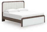 Kendanport Brown/White King Upholstered Bed from Ashley Furniture - Luna Furniture
