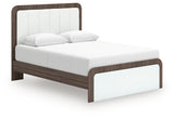 Kendanport Brown/White Queen Upholstered Bed from Ashley - Luna Furniture