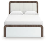 Kendanport Queen Upholstered Platform Bed, Dresser and Mirror from Ashley Furniture - Luna Furniture
