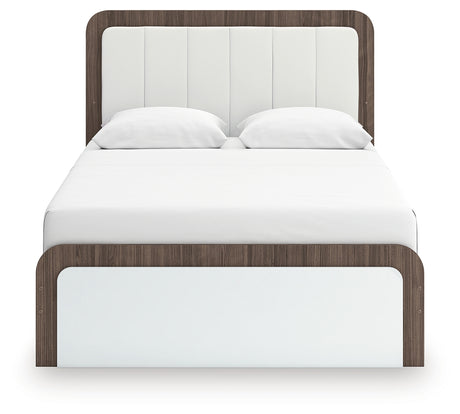 Kendanport Queen Upholstered Platform Bed, Dresser and Mirror from Ashley Furniture - Luna Furniture