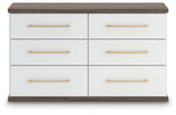 Kendanport White/Brown King Upholstered Bed, Dresser and Nightstand from Ashley Furniture - Luna Furniture