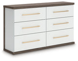 Kendanport White/Brown King Upholstered Bed, Dresser and Nightstand from Ashley Furniture - Luna Furniture