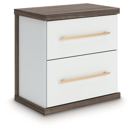 Kendanport White/Brown King Upholstered Bed, Dresser and Nightstand from Ashley Furniture - Luna Furniture