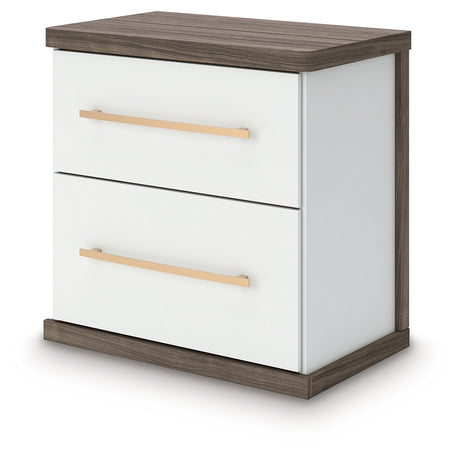 Kendanport White/Brown King Upholstered Bed, Dresser and Nightstand from Ashley Furniture - Luna Furniture