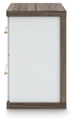 Kendanport White/Brown Queen Upholstered Bed, Dresser and Nightstand from Ashley Furniture - Luna Furniture
