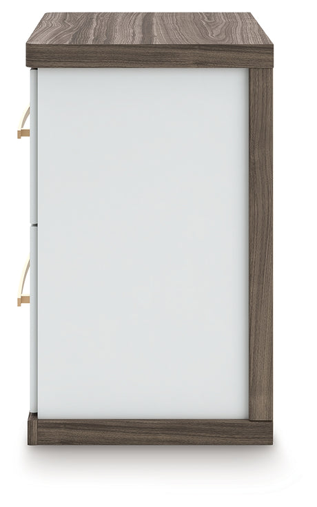 Kendanport White/Brown Queen Upholstered Bed, Dresser and Nightstand from Ashley Furniture - Luna Furniture
