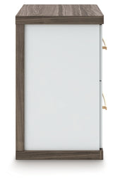 Kendanport White/Brown Queen Upholstered Bed, Dresser and Nightstand from Ashley Furniture - Luna Furniture