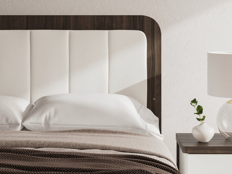 Kendanport White/Brown Queen Upholstered Bed, Dresser and Nightstand from Ashley Furniture - Luna Furniture